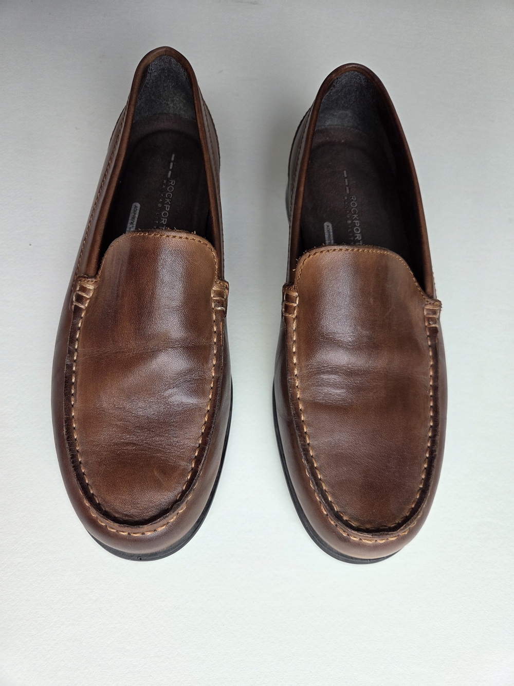 Rockport Men's Brown Leather Slip-On Loafers — Warm Brown